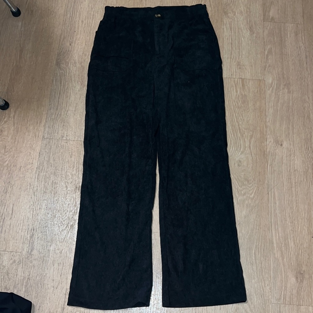 Halara black wide leg corduroy pants